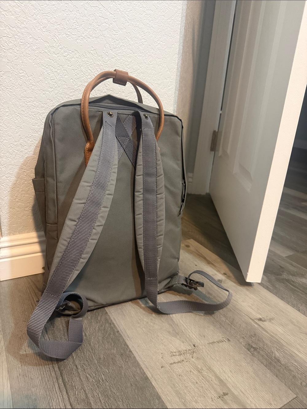 Fjallraven Kånken Backpack with Tan Leather Accents - Olive - Picture 2 of 3